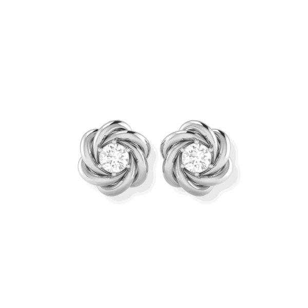 14K Solid Gold Diamond Small Love Knot Earrings Stud